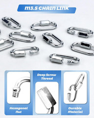 20 Pack Alloy M3.5 Chain Link, 1/8 Inch D Shape Locking Quick Chain Repair Links