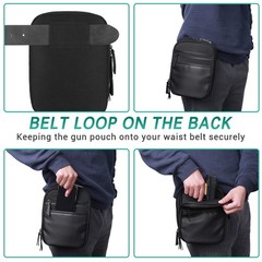 Carry Gun Pouch Concealed Pistol Holster Pack Black Waist Pocket Bag Belt Loops