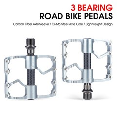 WEST BIKING 3 Sealed Bearings Carbon Fiber Axle Bike Bicycle Pedals 9/16&Prime; Silver