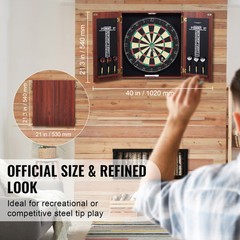 Dartboard and Cabinet Set Official Size Complete Accessory Steel Tip Dart