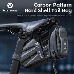 WEST BIKING Bicycle Saddle Bag EVA Carbon Pattern Hard Shell Seat Tail Bag 1.8L