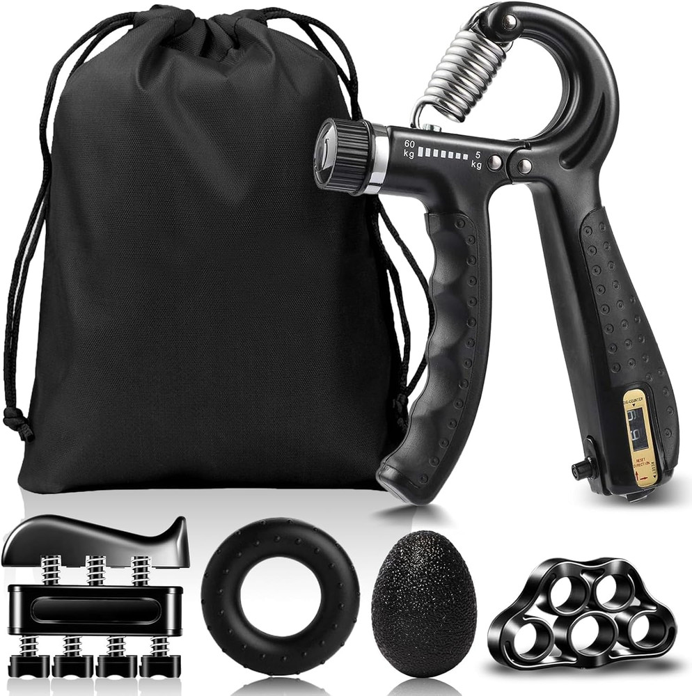 5-Piece Hand Grip Strengthener Exercise Kit – Adjustable Resistance (5-100Kg) wi