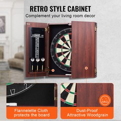 Dartboard and Cabinet Set Official Size Complete Accessory Steel Tip Dart