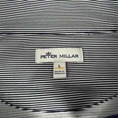 Peter Millar Mens Large Quarter Zip Pullover Blue White Stripe OMRF Performance