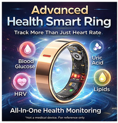 Smart Ring Blood Glucose Uric Acid Lipids HRV Sleep Fitnes Tracker for Women Men