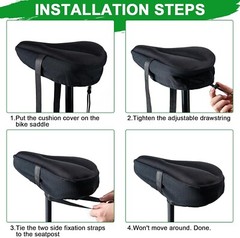 Bike Seat Cushion-Gel Padded Bike Seat Cover for Men & Women Adjustable Bicycle