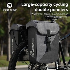 WEST BIKING Bike Double Pannier Set Waterproof Bicycle Rear Rack Pack Bag 32L