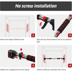 Adjustable Pullup Bar Door Frame Chin Up Station Home Gym Workout No Screws