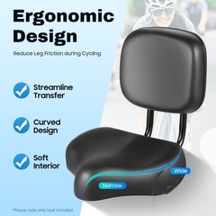 Ergonomic Seat Cushion with Backrest Adjustable Height for Tricycle & E-Bike