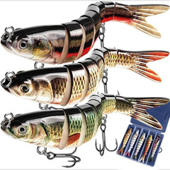 5PCS Lifelike Eyes 8 Segment Bionic Bait Treble Hooks Crucian Carp Fishing Lure