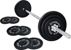 Cast Iron Weight Plates Set with 5FT Barbell & Star Locks – 45 lbs Total