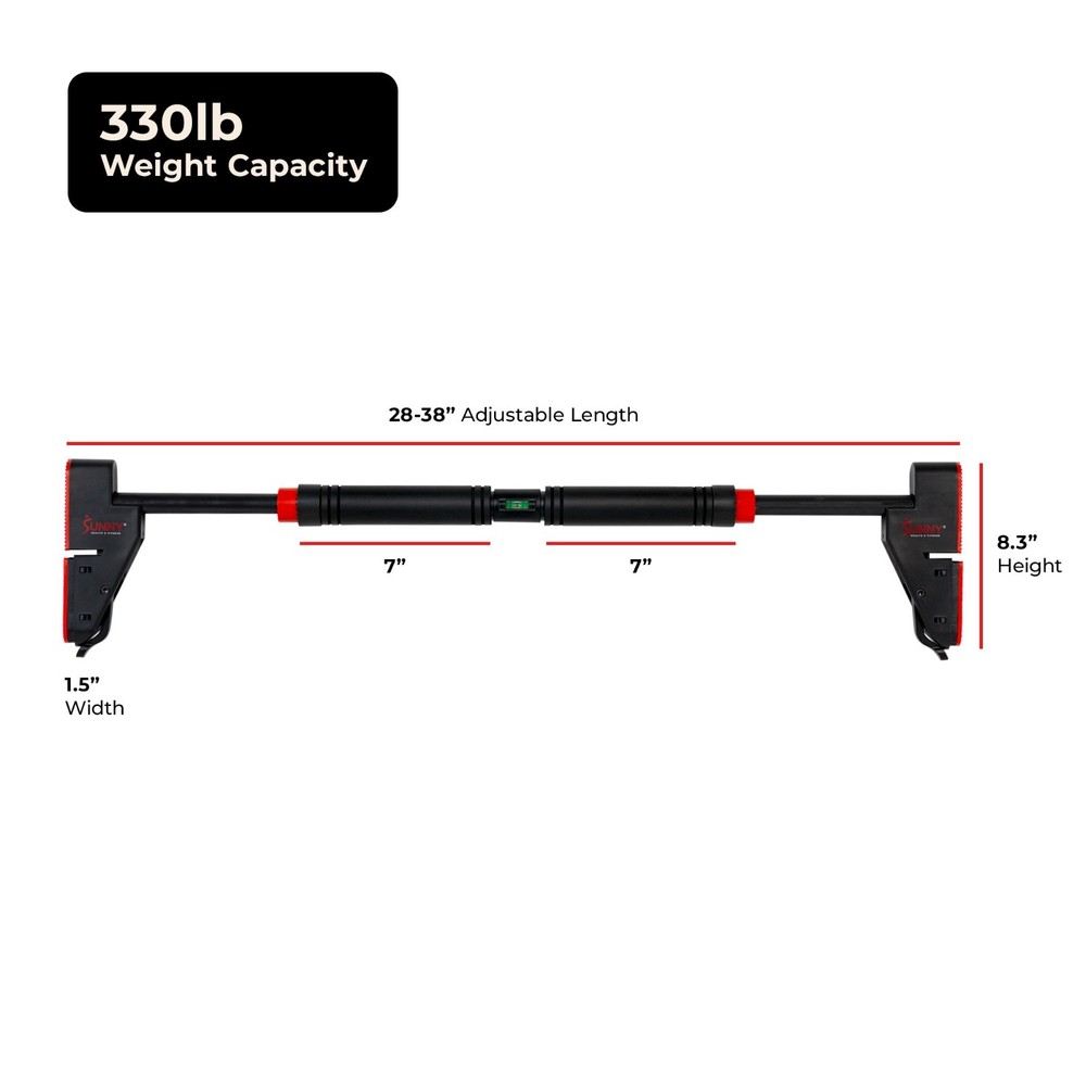 Door Mount Pull Up Bar Adjustable No-Screw Lock Anti-Rotation Home Gym Pull Up