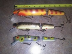 2 DALE WILEY MUSKY KING 9 & 7&Prime; JNTD. LSC MUSKY FISHING LURE CRANK BAIT + UNKNOWN
