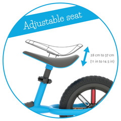 Chillafish Blue Buzzi 10&prime; Balance Bike for Kids, Toddler Bike Adjustable Seat