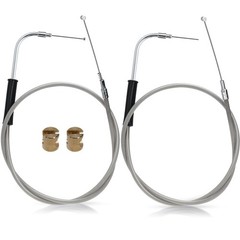 53.8&Prime; Stainless Steel Clear PVC Coated Throttle Idle Cable Set for Harley 200…
