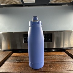 Ello Stainless Steel 40 fl oz Water Bottle Blue Flip Top Straw Plastic