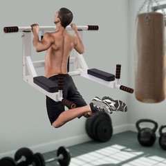 Wall Mount Chin Up Bar Power Pull Up Home Gym Fitness Dip Station Equipment