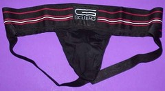 A BLACK, GOLDBERG JOCKSTRAP, WITH ELASTANE POUCH, SIZE XL, FITS 36&Prime;-42&Prime; WAISTS