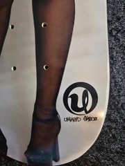 SEXY Faina in all black Lingerie shower stall UMNOID Sk8co. skateboard deck