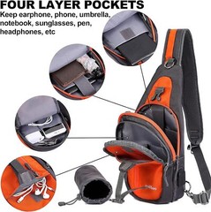 AmHoo Sling Backpack Chest Shoudler Large 18 x 10.6 x 4.7 Inch, Orange
