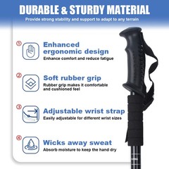 2 Packs Adjustable Hiking Poles Aluminum Retractable Walking Sticks for Nordic