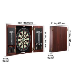 Dartboard and Cabinet Set Official Size Complete Accessory Steel Tip Dart