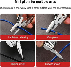 Portable Multi-Tool Pliers Combo Knife Bit ScrewDriver Keychain -Stainless Steel