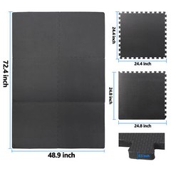 24 »L x24 »W x 0.5 »Puzzle Exercise Floor Mat Interlocking EVA Foam Tile 6 Piece
