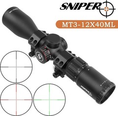 Rifle Scope 3-12x40L with Red/Green/Blue Illuminated Reticle, Compact Gun Scope