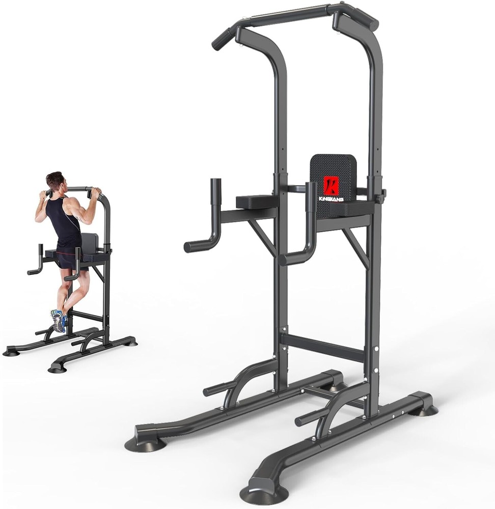 Power Tower Dip Station & Pull Up Bar – Adjustable Height Home Gym Fitness