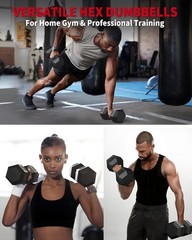 25-50LB Hex Dumbbell Hand Weights Dumbbells Pair Strength Training , Set of 2