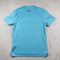Nike Golf Polo Mens Medium Blue Dri-FIT Modern Fit Blade Collar Stripe Shirt
