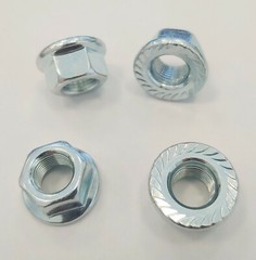 Steel Flanged BMX FIXIE Axle Nuts 3/8&Prime; (10mm) x 26T Set of 4 (2 Pairs) SILVER