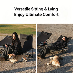 Blackdog Camping Chair with Pillow Lounge Office Nap Home Use Recliner Outdoor F