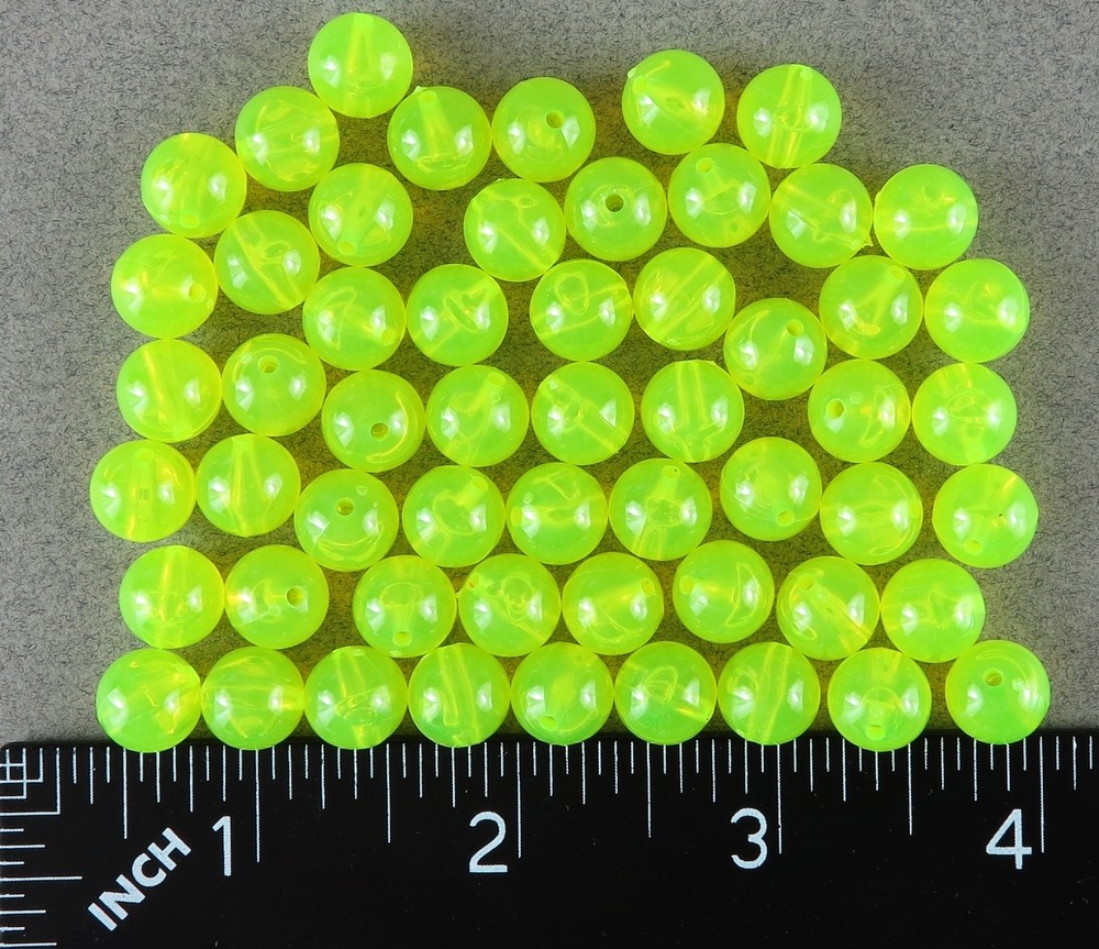 10mm 100 Ct Round CHARTREUSE YELLOW Beads USA Fishing Tackle Free Shipping