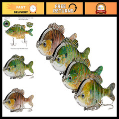 Multi-Jointed Panfish Swimbaits – 3.5in Hard Topwater Bass Fishing Lures, Pack o