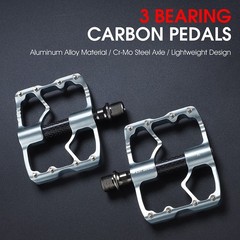 WEST BIKING 3 Sealed Bearings Carbon Fiber Axle Bike Bicycle Pedals 9/16&Prime; Silver