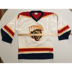 VTG USA Made Greensboro Junior Monarchs Hockey Jersey Youth L White Rare
