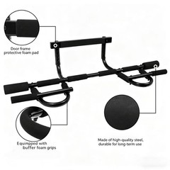 Portable Doorway Pull Up Bar 12 Grips Heavy Duty Steel Multi-Function Home Gym