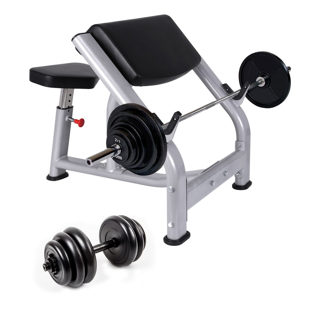 Preacher Curl Weight Bench with Adjustable Seat Workout Bench for Home Gym