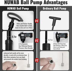 NUWAB 10.6 Inch Ball Pump, Lightweight Portable Manual Pump for Football, Basket