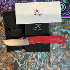 Kansept Knives Reedus 3.5&Prime; 154CM Blade Red Handle Folding Knife – T1041A2