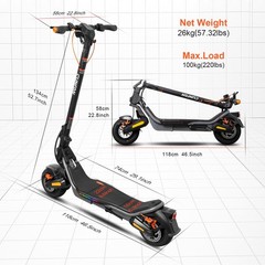 CUNFON RS500 Electric Scooter 624Wh High Capacity Battery Max. Range 35Miles