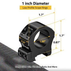 2PCS 1&Prime; inch Low Profile Scope Rings Mount for Picatinny Weaver Mount Heavy Duty