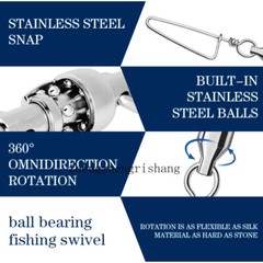 20Pcs Ball Bearing Fishing Swivels Snap Coastlock Fishing Line Connector17-330lb