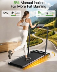 Akluer Walking Pad Treadmill – 2.5HP Under Desk Treadmill w/ Incline RC LED