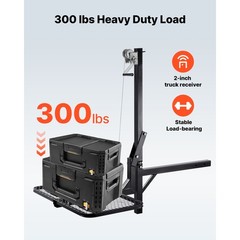 Uimoso Hitch-Mounted Deer Hoist with Lift System Platform, 300 lb Game Winch