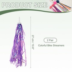 YELARXI Bike Streamers, Tassel Handlebar Streamers 10.6 Inch, Purple