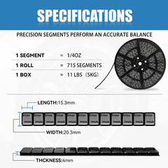 0.25 Oz Black Adhesive Wheel Weights（715Pcs,11Lbs/5Kg）,1/4 Oz Stick on Wheel Wei