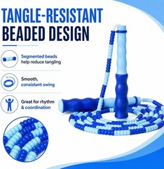 Ergonomic Blue Beaded Jump Rope for Kids – Safe & Adjustable 9Ft Design